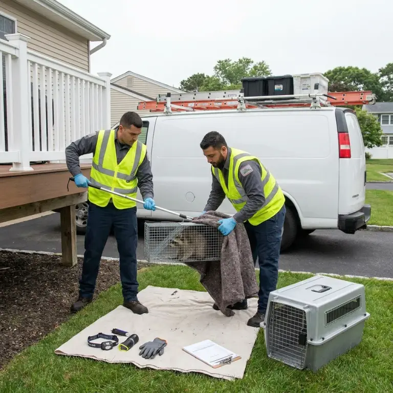 Wildlife removal and control equipment and exclusion materials in a clean professional setting