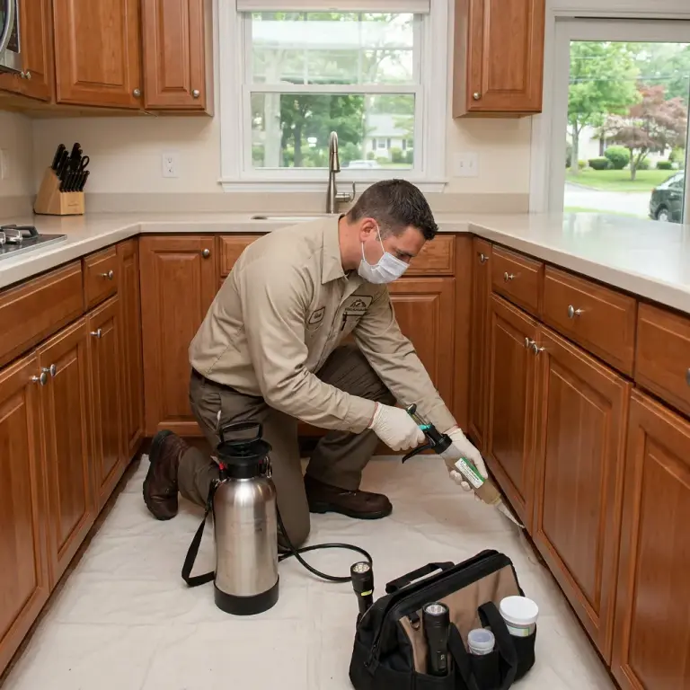 Professional roach control treatment in a residential or commercial property